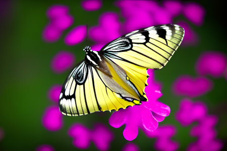 Butterfly on flower in the garden. Beautiful butterfly in nature. - AI Generatedの素材