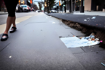 A woman walking on the street in - AI Generatedの素材