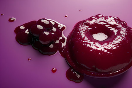 close up of a red jelly on a purple background with copy space - AI Generatedの素材