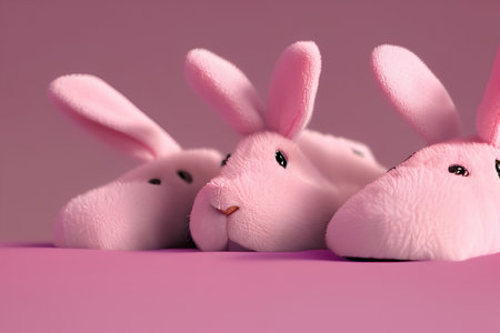 Rabbit family on pink background. Minimal easter concept. - AI Generatedの素材