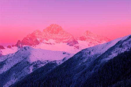 Beautiful sunset in the mountains, AI Generatedの素材