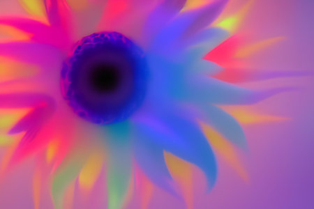 Abstract flower background. Colorful petals of a flower in neon light. - AI Generatedの素材