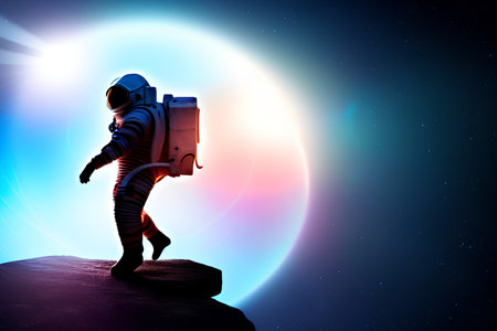 Astronaut against the background of the planet. - AI Generatedの素材