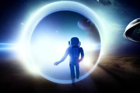 Astronaut in space against the background of the planet. - AI Generatedの素材