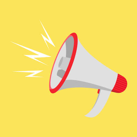 Simple vector illustration of speaker toa megaphone, desiign, isolated on white backgroundのイラスト素材