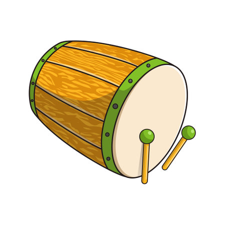 Bedug, a traditional musical instrument in the mosque that is used to call people to prayer, vector illustration, bedug drumのイラスト素材