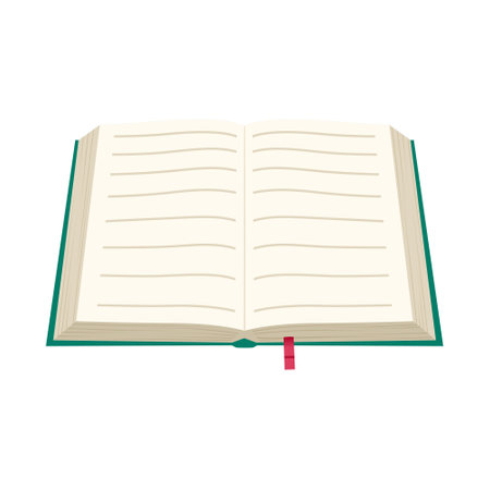 Book vector design isolated on white background. Education vector illustration. Open book. Top view. Green coverのイラスト素材