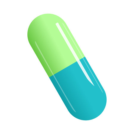 Vector illustration of a medicinal capsule, medicine pill. Isolated on a white backgroundのイラスト素材