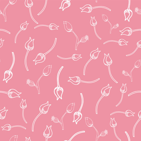 Seamless pattern with poppies on a pink background.のイラスト素材