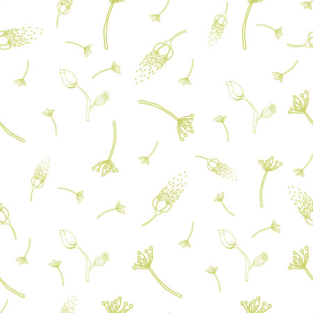 Seamless pattern with hand drawn doodle flowers. Vector illustration.のイラスト素材