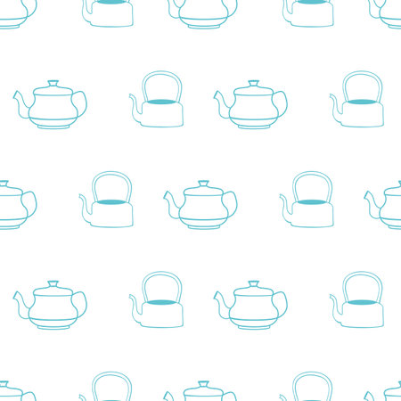 Seamless pattern with teapots. Vector background. Teapot pattern.のイラスト素材