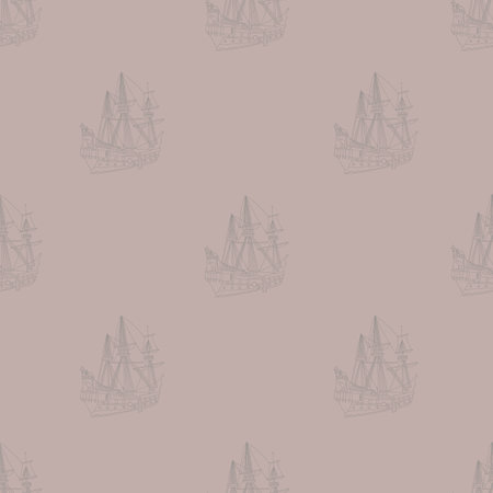 Cape Town history, Seamless pattern with  Ships and vineyards .Vector illustration.