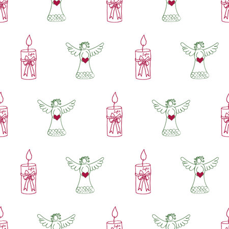 Angels  and candles pattern backgrounds seamless surface pattern designのイラスト素材
