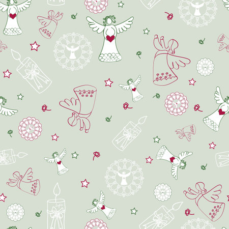 Hand draw angels pattern backgrounds seamless surface pattern designのイラスト素材