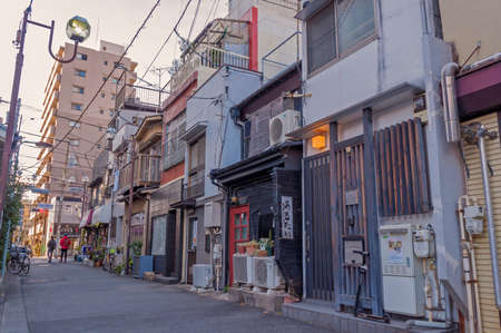 Nezu, Tokyo, Japan - December 31, 2018: Old buildings and street view in Nezu, Tokyo, Japanのeditorial素材