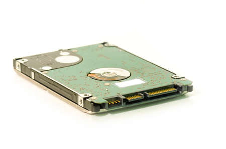 SATA HDD hardrive computer parts close-up isolated on white background