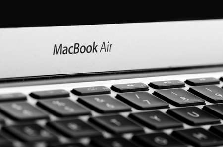 BRASOV, ROMANIA - JUNE, 2016: MacBook Air written on silver laptopのeditorial素材