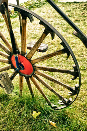 Vintage - Bicycle Wheel With Spokes Of Hammers - Abstract Design Of Retro Bicycleの写真素材