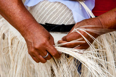 Traditional Weaving Of Ecuadorian Toquilla Straw Hats - UNESCO Intangible Cultural Heritage of Humanityの写真素材