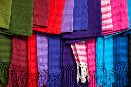 Display of scarfs in a South American Street Marker - Huatulco - Mexico