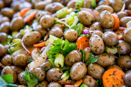 Green Fresh Olives in Food Market Cefalu - Sicily  - Italyの写真素材