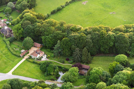 Aerial view of Buckinghamshire Landscape - United Kingdom - Hot air balloon aerial photographyの写真素材