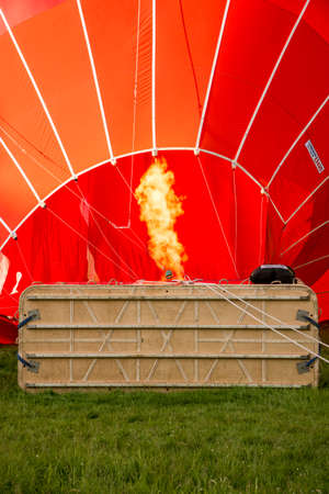 The Virgin hot air balloon prepares for take off in High Wycombe in South East England - May 31, 2017のeditorial素材