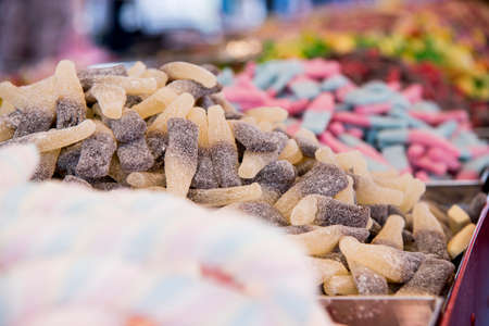 Jelly sugar candies - Multicoloured background made of various colourful candiesの写真素材