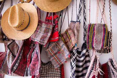 Romanian traditional hats and bags. Hand made traditional gifts - Easter European Travel Destinationの写真素材