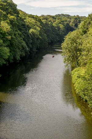 Looking down the River Wear in Durham, United Kingdomのeditorial素材