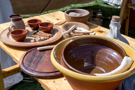Old english kitchenware - vintage - Medieval Festival Durham United Kingdom