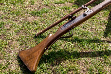 Old english rifle - vintage guns - Medieval Festival Durham United Kingdom