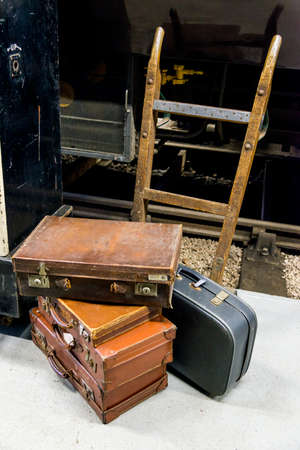 Old Vintage Suitcases - Bressingham Steam & Gardens Museum - Norfolk, England - Photo taken on 7 of October 2017のeditorial素材