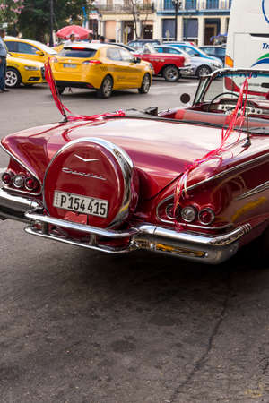 Fancy Old Cars - editorial image - Havana, Cuba. Colorful classic 1950's cars. Photo taken in...