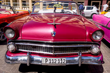 Fancy Old Cars - editorial image - Havana, Cuba. Colorful classic 1950's cars. Photo taken in...
