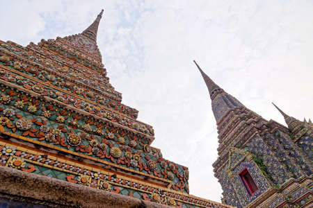 Wat Pho Temple of the Reclining Buddha, temple site, Chedis, Bangkok, Thailand, Southeast Asia