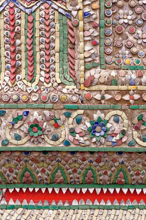 Detail of decorative ceramic work on Grand Palace, Wat Phra Kaew - Thailand - Bangkok