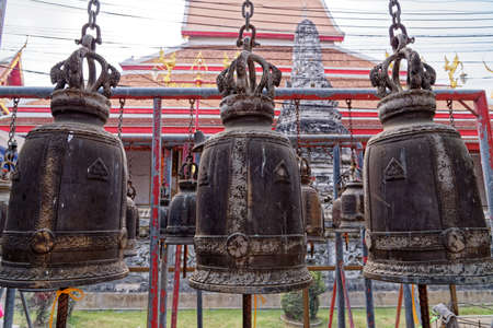 Steel Bell Hang in Wat Phanan Choeng temple, Ayutthaya, UNESCO World Heritage Site, Thailand, Southeast Asia, Asia - 21st of Jnuary 2020のeditorial素材