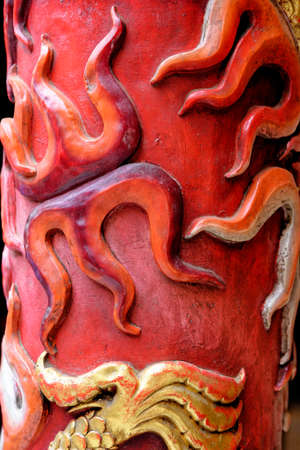 Detail from Chinese pole in Wat Phanan Choeng temple, Thailand, UNESCO World Heritage Site, Southeast Asia, Asia - 21st January 2020のeditorial素材