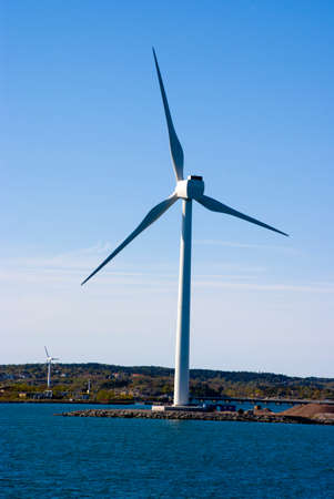 Eolian field and wind turbines in North Sea- wind turbine, or alternatively referred to as a wind...