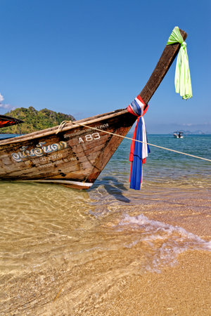 Long tail boat on Koh Aleil Island - Tropical beach - Andaman Sea, Thailand. 28th of January 2020のeditorial素材