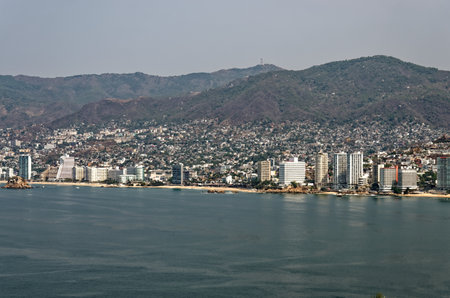 View of Acapulco Bay - hotels and beach - 11th of January 2011のeditorial素材