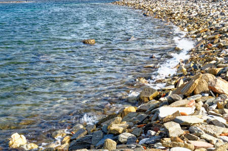 Stony beach in Delos island - Cyclades Aegean sea - Greece - Europeの写真素材