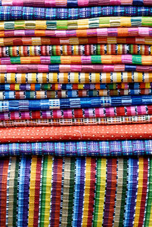 Traditional handwoven Guatemalan textiles made & sold by local Mayans at markets in Antigua - Guatemalaの写真素材