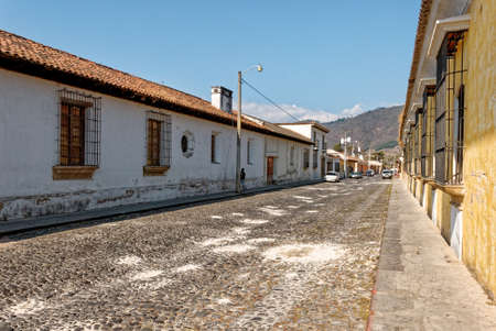 Morning street scene in the scenic central city - Antigua Guatemala, Sacatepequez, Guatemala, Central America - 24th of March 2011のeditorial素材