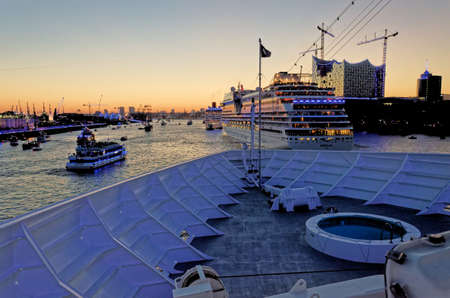 Germany - Hamburg Port Celebrates 823rd Birthday - Festival with a party and ships parade - Celebrations and events. 18th of August 2012のeditorial素材