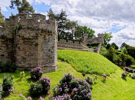 Warwick Castle - medieval castle in Warwick, Warwickshire - England, United Kingdom. Built by William the Conqueror in 1068. 20th of May 2022.のeditorial素材