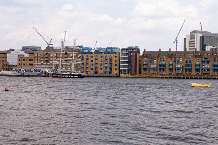Bermondsey South East London from China Wharf, river Thames - London, United Kingdom, 1st of June 2019のeditorial素材