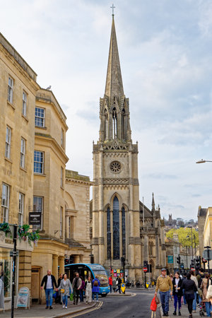 Travel destination United Kingdom - Street in Bath city center, Somerset, England - 8th of April 2023のeditorial素材