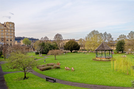 Enjoying the Parade Gardens Park in Bath Spa - Bath, Somerset, England - 8th of April 2023のeditorial素材